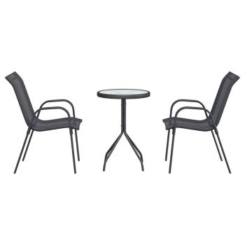 3-teiliges Garten Bistro-Set Anthrazit Textilene und Stahl
