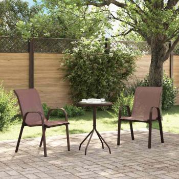 3-teiliges Garten Bistro Set Braun Textilene und Stahl