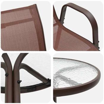 3-teiliges Garten Bistro Set Braun Textilene und Stahl