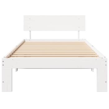 Bettgestell mit Kopfteil Weiß 90x200 cm Massivholz Kiefer