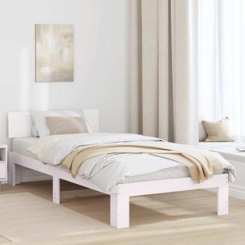 ARDEBO.de - Bettgestell mit Kopfteil Weiß 75x190 cm Massivholz Kiefer