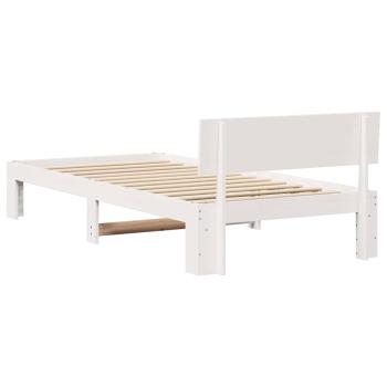 Bettgestell mit Kopfteil Weiß 75x190 cm Massivholz Kiefer