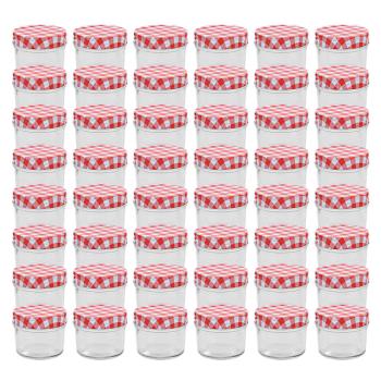 ARDEBO.de - Marmeladengläser mit Weißen/Roten Deckeln 48 Stk. 110 ml