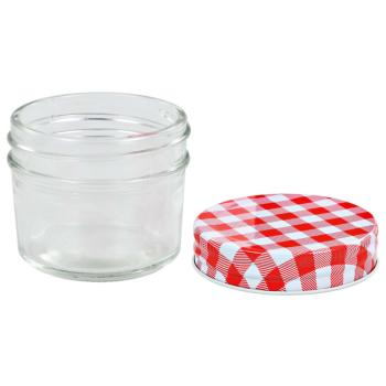 Marmeladengläser mit Weißen/Roten Deckeln 48 Stk. 110 ml