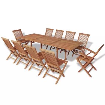 ARDEBO.de - 11-tlg. Garten-Essgruppe mit Klappstühlen Massivholz Teak