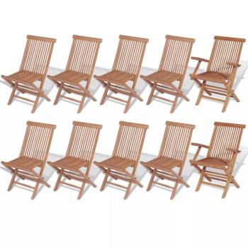 11-tlg. Garten-Essgruppe mit Klappstühlen Massivholz Teak