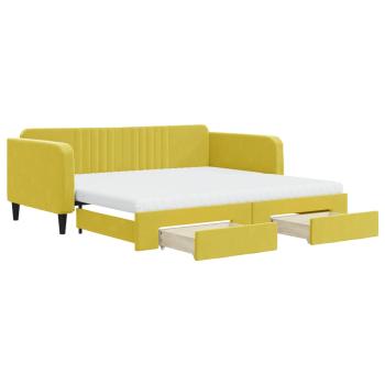 Tagesbett Ausziehbar mit Schubladen Gelb 100x200 cm Samt