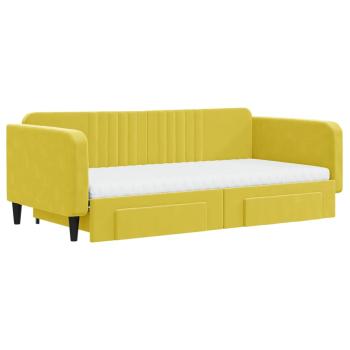 Tagesbett Ausziehbar mit Schubladen Gelb 100x200 cm Samt