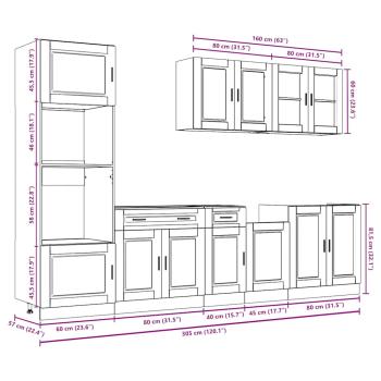 7-tlg. Küchenschrank-Set Porto Altholz-Optik Holzwerkstoff