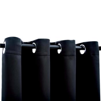 Verdunkelungsvorhänge mit Ringen 2 Stk. Schwarz 137x213 cm Stoff