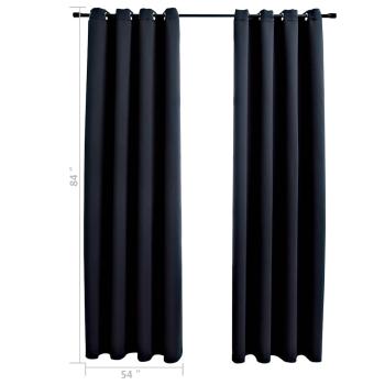 Verdunkelungsvorhänge mit Ringen 2 Stk. Schwarz 137x213 cm Stoff