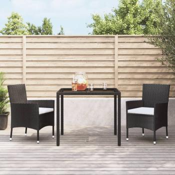 ARDEBO.de - Gartenstühle mit Kissen 2 Stk. Schwarz Poly Rattan (nur UK/IE/FI/NO)
