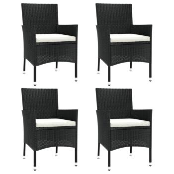 Gartenstühle mit Kissen 4 Stk. Schwarz Poly Rattan (nur UK/IE/FI/NO)