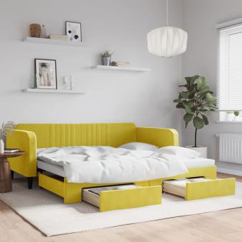 ARDEBO.de - Tagesbett Ausziehbar mit Schubladen Gelb 100x200 cm Samt