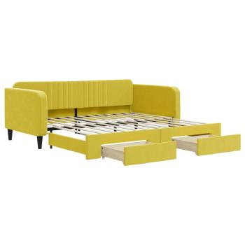 Tagesbett Ausziehbar mit Schubladen Gelb 100x200 cm Samt