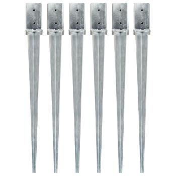 Erdspieße 6 Stk. Silbern 8×8×91 cm Verzinkter Stahl