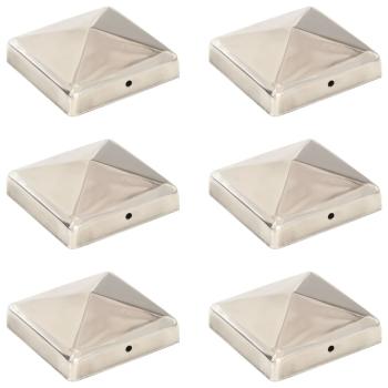 ARDEBO.de - Pfostenkappen 6 Stk. Pyramide Edelstahl 91 x 91 mm