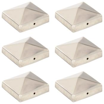 ARDEBO.de - Pfostenkappen 6 Stk. Pyramide Edelstahl 81 x 81 mm