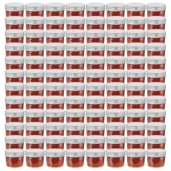 ARDEBO.de - Marmeladengläser mit Silbernen Deckeln 96 Stk. 110 ml
