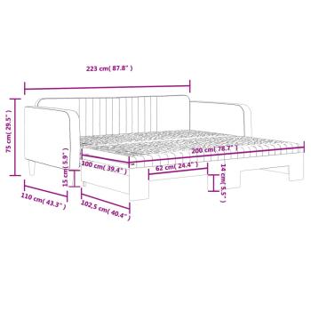 Tagesbett Ausziehbar mit Matratzen Gelb 100x200 cm Samt