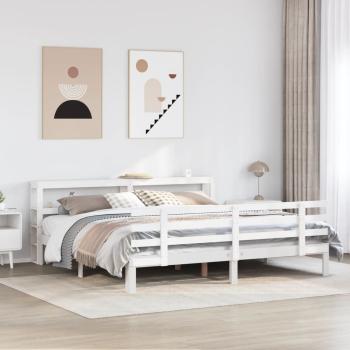 ARDEBO.de - Bettgestell mit Kopfteil ohne Matratze Weiß 180x200 cm