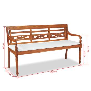 Batavia Gartenbank mit Polstern 150 cm Teak