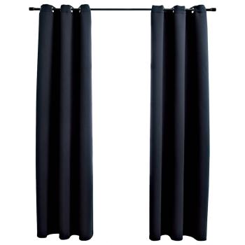 ARDEBO.de - Verdunkelungsvorhänge mit Ringen 2 Stk. Schwarz 97x213 cm Stoff