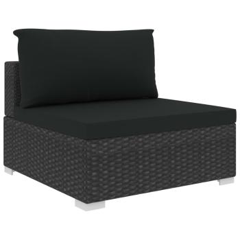 11-tlg. Garten-Lounge-Set mit Auflagen Poly Rattan Schwarz