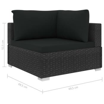 11-tlg. Garten-Lounge-Set mit Auflagen Poly Rattan Schwarz