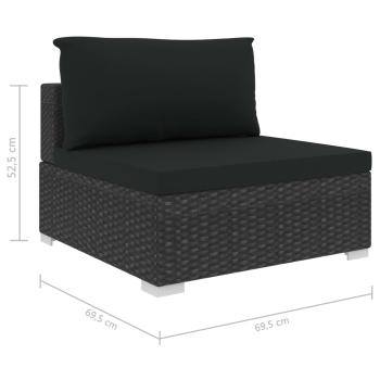 11-tlg. Garten-Lounge-Set mit Auflagen Poly Rattan Schwarz