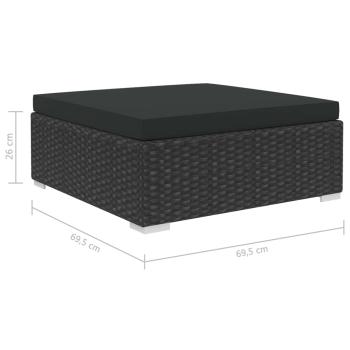 11-tlg. Garten-Lounge-Set mit Auflagen Poly Rattan Schwarz