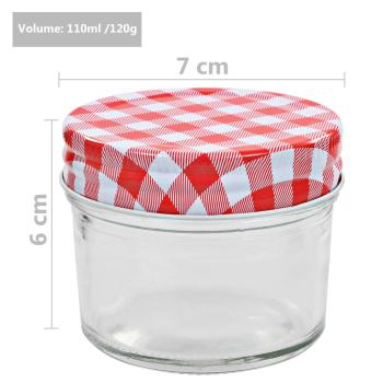 Marmeladengläser mit Weißen/Roten Deckeln 96 Stk. 110 ml