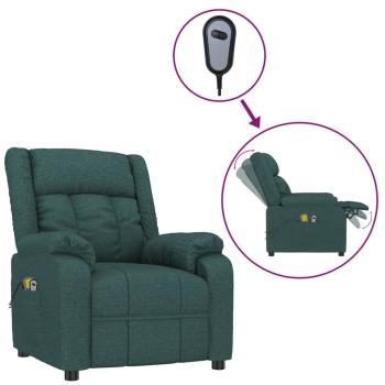 Elektrischer Massagesessel Dunkelgrün Stoff