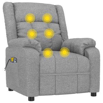 Massagesessel Elektrisch Hellgrau Stoff