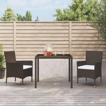 ARDEBO.de - Gartenstühle mit Kissen 2 Stk. Braun Poly Rattan (nur UK/IE/FI/NO)