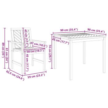 4-teilige Garten Essgruppe aus massivem Akazienholz