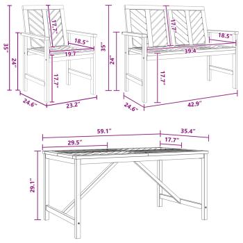 Garten Essgruppe 5 Stk. Braun Massivholz Akazie