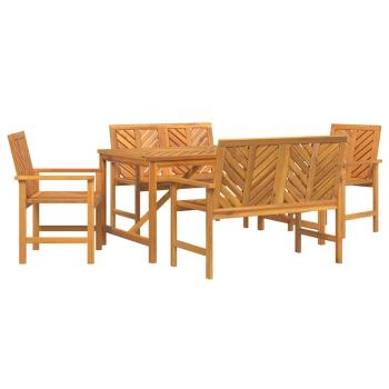 Garten Essgruppe 5 Stk. Braun Massivholz Akazie