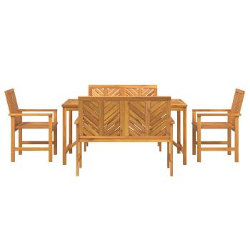 5-teiliges Garten-Essset Massivholz Akazie