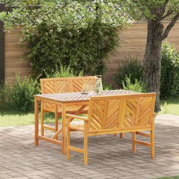 Garten Essgruppe 3 Stk. Braun Massivholz Akazie