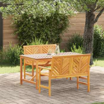 Garten Essgruppe 3 Stk. Braun Massivholz Akazie