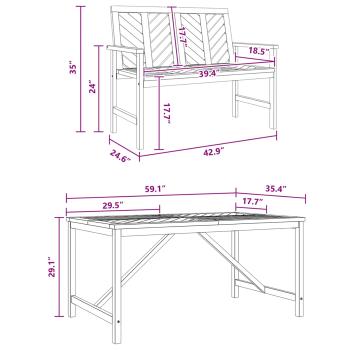 Garten Essgruppe 3 Stk. Braun Massivholz Akazie
