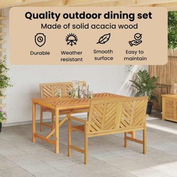 Garten Essgruppe 3 Stk. Braun Massivholz Akazie