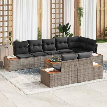 ARDEBO.de - Gartensofa-set 8 Stk. 8-Sitzanzahl Grau Polyrattan