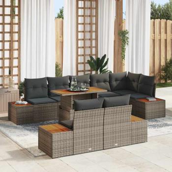 ARDEBO.de - Garten-Sofa-Set 9 stk. Grau Poly Rattan
