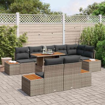Garten-Sofa-Set 9 stk. Grau Poly Rattan