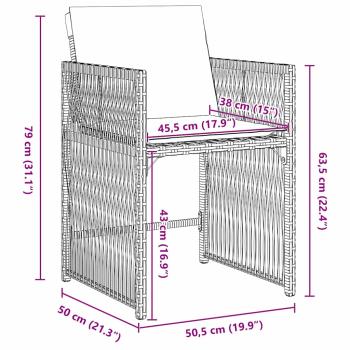 9-teiliges Garten Essbereich mit Kissen Braun Poly Rattan