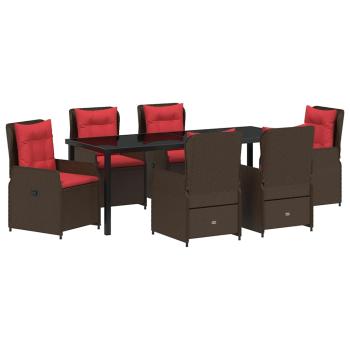 Garten Essgruppe 7 stk. Braun Poly Rattan