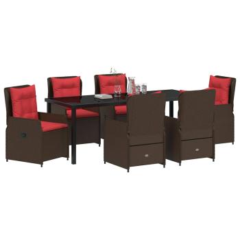 Garten Essgruppe 7 stk. Braun Poly Rattan