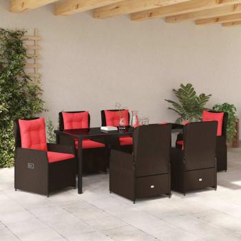 7-teiliges Garten-Ess-Set Braun Poly-Rattan